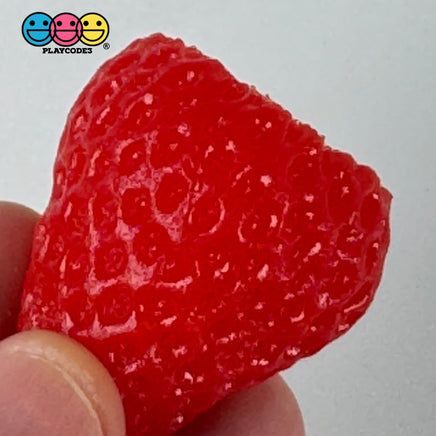 Strawberry Fake Food 3D Flat Bottom Small Large Plastic Resin Prop 5 Pcs