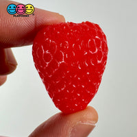Strawberry Fake Food 3D Flat Bottom Small Large Plastic Resin Prop 5 Pcs