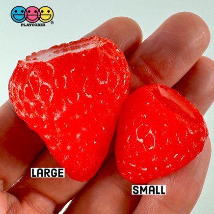 Strawberry Fake Food 3D Flat Bottom Small Large Plastic Resin Prop 5 Pcs