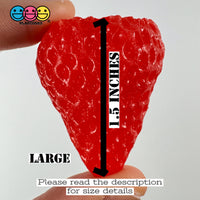 Strawberry Fake Food 3D Flat Bottom Small Large Plastic Resin Prop 5 Pcs Large(5Pcs)