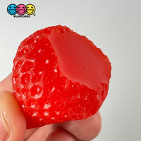 Strawberry Fake Food 3D Flat Bottom Small Large Plastic Resin Prop 5 Pcs