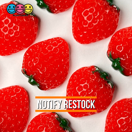 Strawberry Flatback Charms Hard Resin Strawberries Decoden 10 Pcs Charm