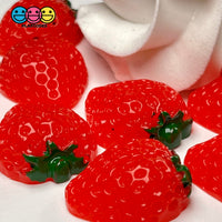 Strawberry Flatback Charms Hard Resin Strawberries Decoden 10 Pcs Charm