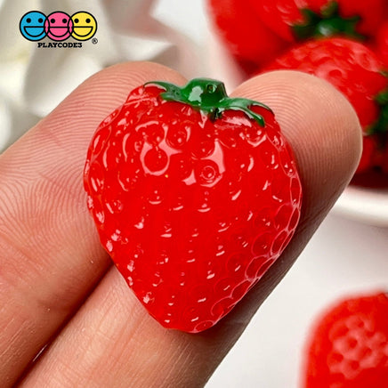 Strawberry Flatback Charms Hard Resin Strawberries Decoden 10 Pcs Charm
