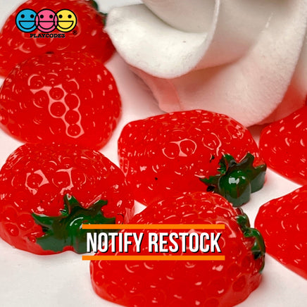 Strawberry Flatback Charms Hard Resin Strawberries Decoden 10 Pcs Charm