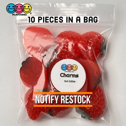 Strawberry Flatback Charms Hard Resin Strawberries Decoden 10 Pcs Charm