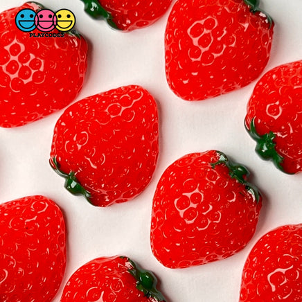 Strawberry Flatback Charms Hard Resin Strawberries Decoden 10 Pcs Charm