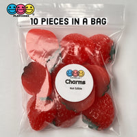 Strawberry Flatback Charms Hard Resin Strawberries Decoden 10 Pcs Charm