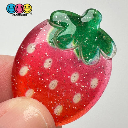 Fake Strawberry Glitter Fruit Summer Flatback Cabochons Decoden Charm 10 Pcs Playcode3 Llc