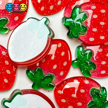Fake Strawberry Glitter Fruit Summer Flatback Cabochons Decoden Charm 10 Pcs Playcode3 Llc
