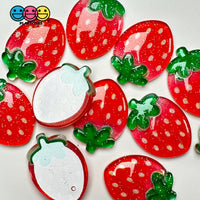 Fake Strawberry Glitter Fruit Summer Flatback Cabochons Decoden Charm 10 Pcs Playcode3 Llc