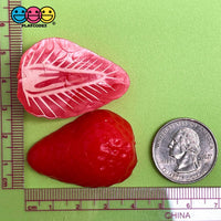 Strawberry Halves Plastic Resin Fake Food Strawberries Realistic Cabochons Decoden 10Pcs Charm