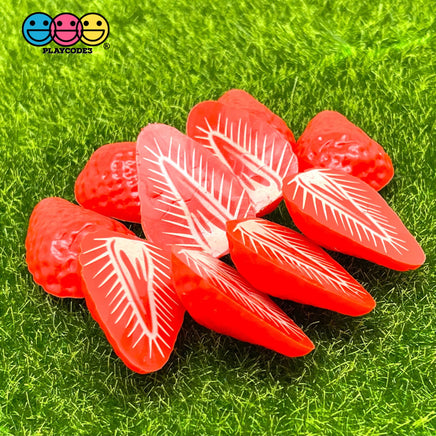 Strawberry Halves Plastic Resin Fake Food Strawberries Realistic Cabochons Decoden 10Pcs Charm