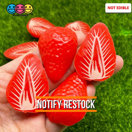 Strawberry Halves Plastic Resin Fake Food Strawberries Realistic Cabochons Decoden 10Pcs Charm