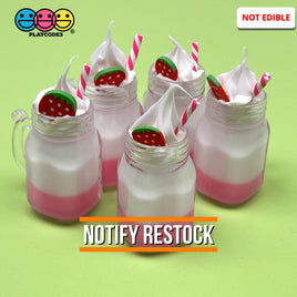 Strawberry Milkshake Whipped Cream Topping Mug With Straw And Hole Charms Cabochons Charm