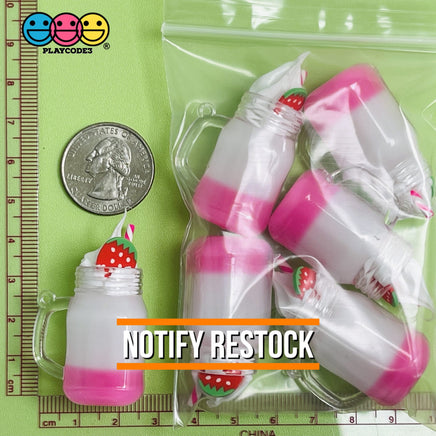 Strawberry Milkshake Whipped Cream Topping Mug With Straw And Hole Charms Cabochons Charm