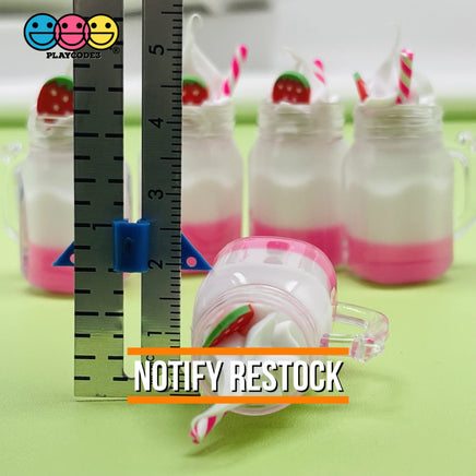 Strawberry Milkshake Whipped Cream Topping Mug With Straw And Hole Charms Cabochons Charm