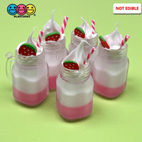 Strawberry Milkshake Whipped Cream Topping Mug With Straw And Hole Charms Cabochons Charm