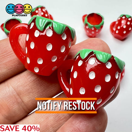 Strawberry Mini Cups Mugs Whole Strawberries Charms Fake Fruit Cabochons Decoden 10 Pcs Charm