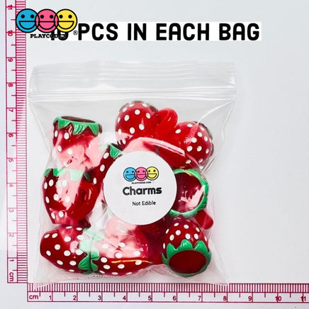 Strawberry Mini Cups Mugs Whole Strawberries Charms Fake Fruit Cabochons Decoden 10 Pcs Charm