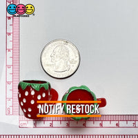 Strawberry Mini Cups Mugs Whole Strawberries Charms Fake Fruit Cabochons Decoden 10 Pcs Charm