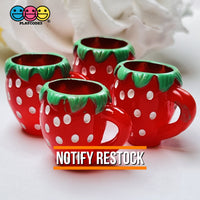 Strawberry Mini Cups Mugs Whole Strawberries Charms Fake Fruit Cabochons Decoden 10 Pcs Charm