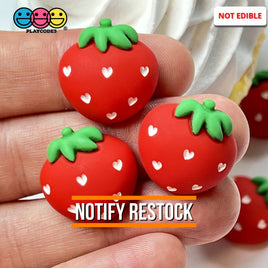 Strawberry Mini Flatback Whole Strawberries Hearts Charms Fake Fruit Cabochons Decoden 10 Pcs Charm