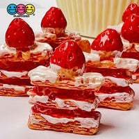 Strawberry Shortcake Mini Charm Fake Dessert Cabochons 10 Pcs