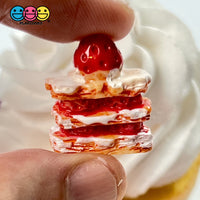 Strawberry Shortcake Mini Charm Fake Dessert Cabochons 10 Pcs