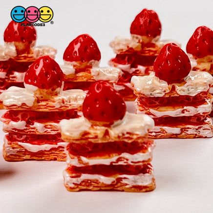 Strawberry Shortcake Mini Charm Fake Dessert Cabochons 10 Pcs