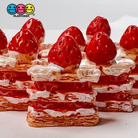 Strawberry Shortcake Mini Charm Fake Dessert Cabochons 10 Pcs