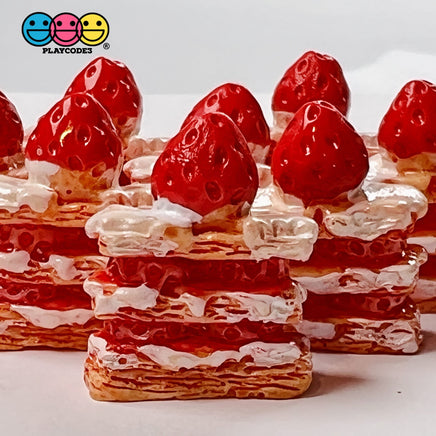 Strawberry Shortcake Mini Charm Fake Dessert Cabochons 10 Pcs