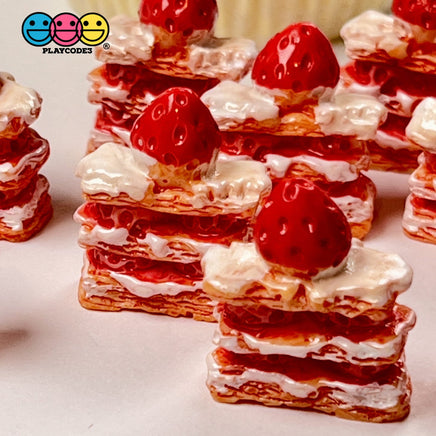 Strawberry Shortcake Mini Charm Fake Dessert Cabochons 10 Pcs