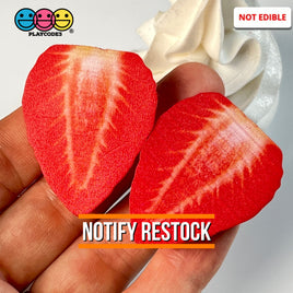 Strawberry Slices Flatback Hard Resin Imitation Fake Food Life Like Plastic Strawberries 10 Pcs