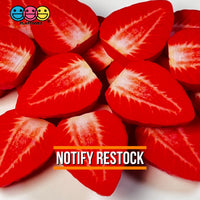 Strawberry Slices Flatback Hard Resin Imitation Fake Food Life Like Plastic Strawberries 10 Pcs
