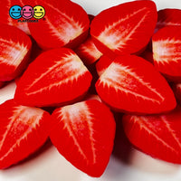 Strawberry Slices Flatback Hard Resin Imitation Fake Food Life Like Plastic Strawberries 10 Pcs
