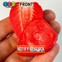 Strawberry Slices Flatback Hard Resin Imitation Fake Food Life Like Plastic Strawberries 10 Pcs