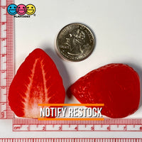 Strawberry Slices Flatback Hard Resin Imitation Fake Food Life Like Plastic Strawberries 10 Pcs