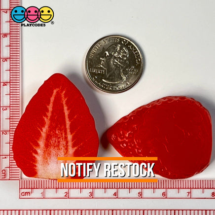 Strawberry Slices Flatback Hard Resin Imitation Fake Food Life Like Plastic Strawberries 10 Pcs