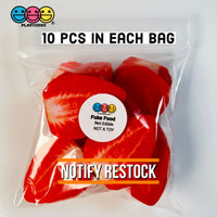 Strawberry Slices Flatback Hard Resin Imitation Fake Food Life Like Plastic Strawberries 10 Pcs