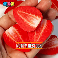 Strawberry Slices Flatback Hard Resin Imitation Fake Food Life Like Plastic Strawberries 10 Pcs