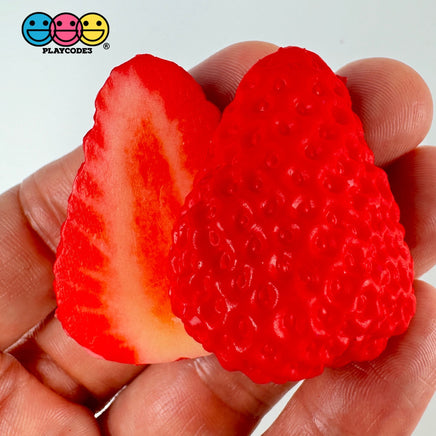 Strawberry Slices Realistic Imitation Fake Food Life Like Plastic Strawberries Resin 10 Pcs