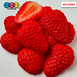 Strawberry Slices Realistic Imitation Fake Food Life Like Plastic Strawberries Resin 10 Pcs