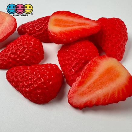 Strawberry Slices Realistic Imitation Fake Food Life Like Plastic Strawberries Resin 10 Pcs