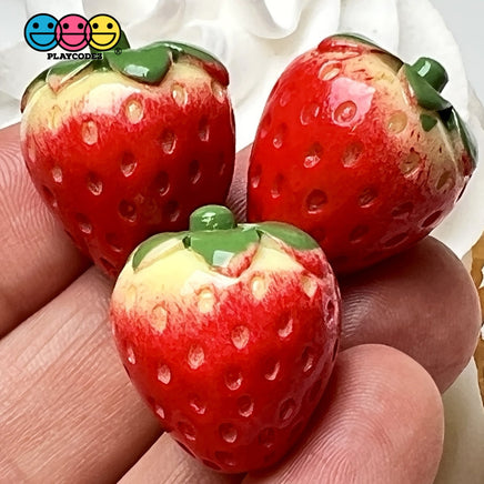 Strawberry Whole Strawberries Mini 3D Charms Fake Fruit Cabochons Decoden 10 Pcs Charm