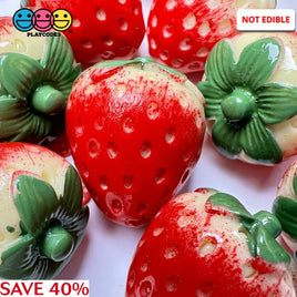 Strawberry Whole Strawberries Mini 3D Charms Fake Fruit Cabochons Decoden 10 Pcs Charm