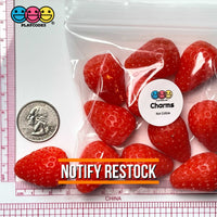 Strawberry Whole Strawberries Realistic Fake Fruit Food 3D Charm Cabochons 10 Pcs