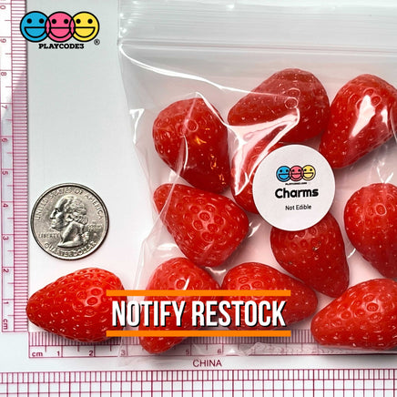 Strawberry Whole Strawberries Realistic Fake Fruit Food 3D Charm Cabochons 10 Pcs