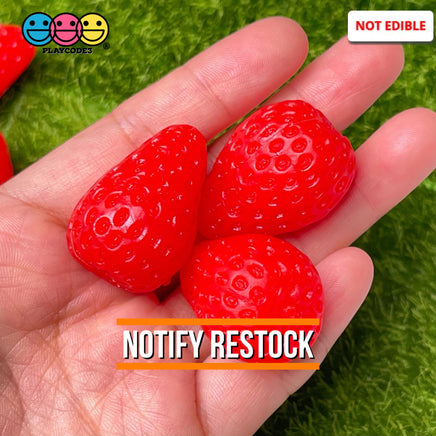 Strawberry Whole Strawberries Realistic Fake Fruit Food 3D Charm Cabochons 10 Pcs