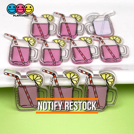 Summer Drinks Pink Lemonade And Orangeade Charms Planar Cabochons Pink Lemonade Charm